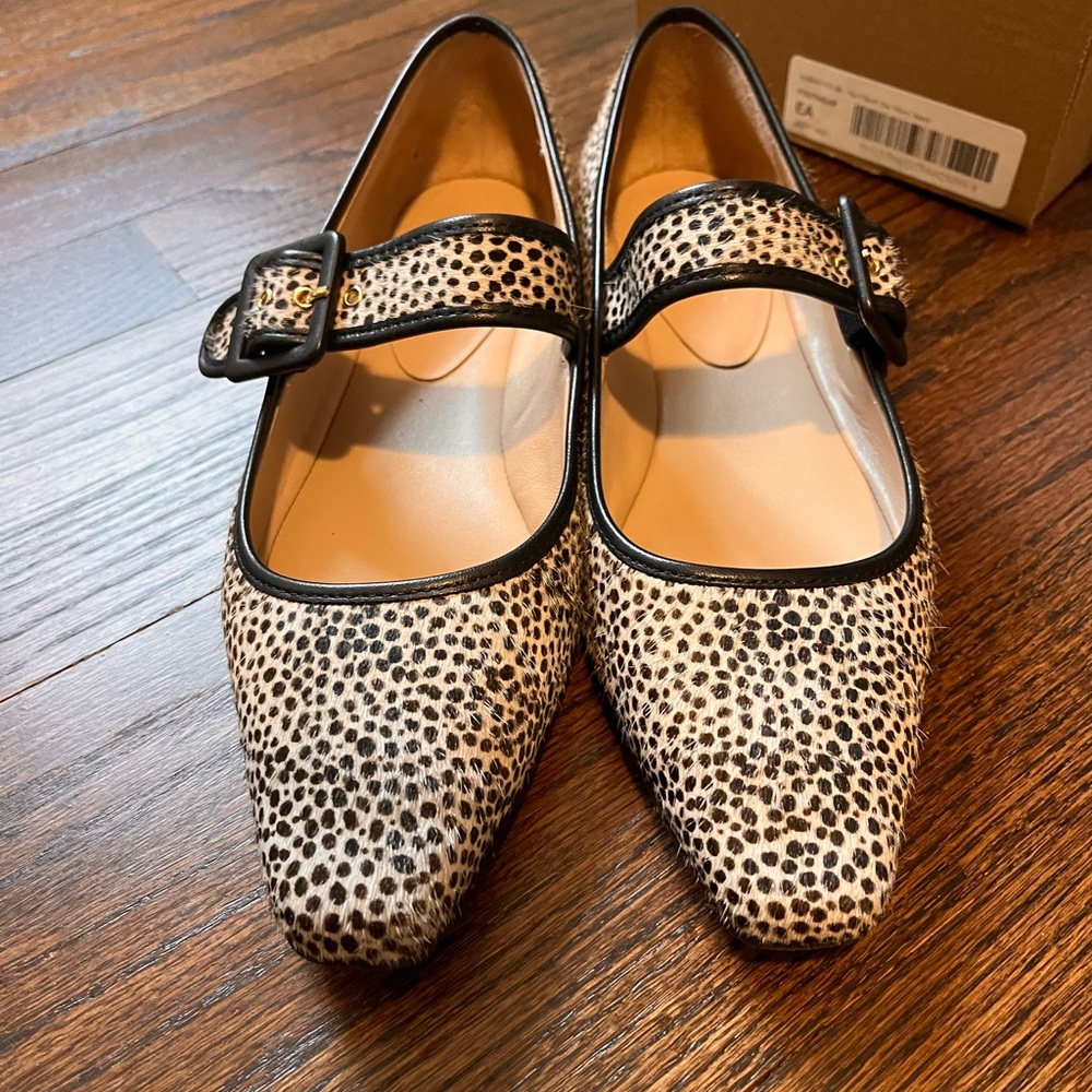 Boden Black and Cream Mary Jane Flats with Spotted Pattern